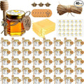 Adabocute Mini Honey Jars - Honey Pot With Honey Dipper, Bee Pendants, Jutes, Tags and Gold Organza Bags - Perfect For Baby Shower Favors, Party Favors and Wedding Favors, 40 Pack 1.5oz