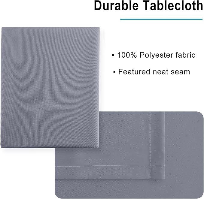Hiasan Light Gray Rectangle Tablecloth - Waterproof Spillproof and Wrinkle Resistant Washable Polyester Table Cloth for Dining Party, 54 x 108 inch