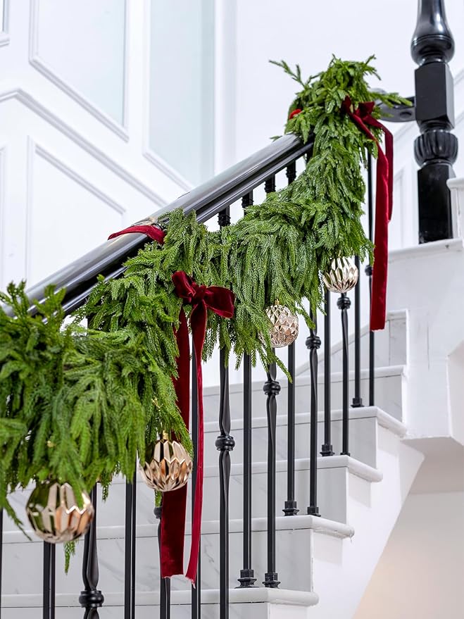 15FT Extra Full Christmas Garland Norfolk Pine Garland Realistic Artificial Christmas Greenery Garland for Mantle Stairs Railing Table Fireplace Wall Indoor Outdoor Holiday Xmas Decor Decoration