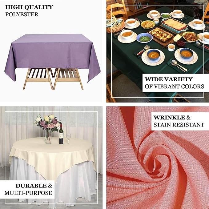 Efavormart Premium Polyester Square Table Overlay 70"x70" White - 220GSM Wrinkle-Resistant Table Topper for Weddings & Parties