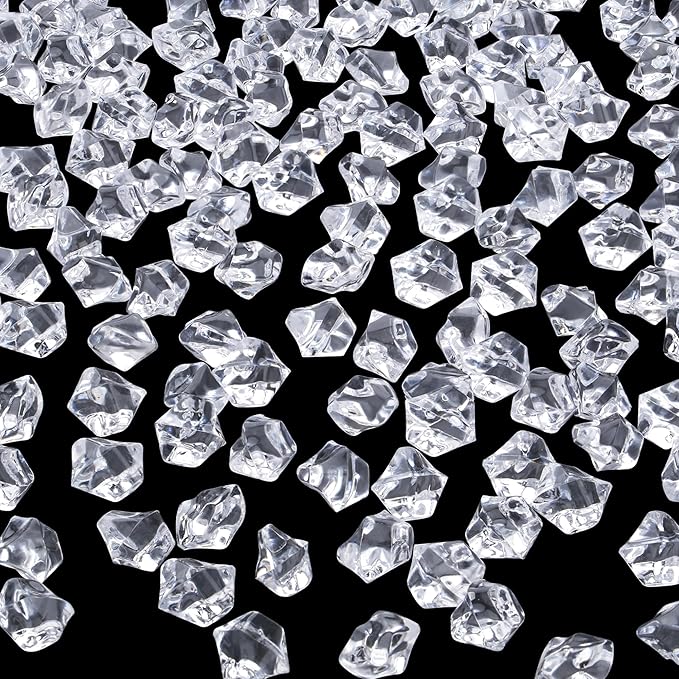 YATOJUZI 500pcs Fake Ice Cubes Christmas Vase Fillers Clear Acrylic Crushed Rocks Plastic Diamonds Gems for DIY Accessories Party Wedding Centerpiece Table Scatter Prop Display 0.5" (Only Clear)