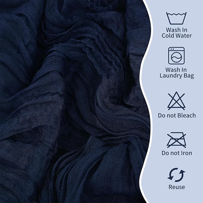 50 PCS Cheesecloth Chair Sashes, Bows Designed ChairSashes, 15.7x70 inch Chair Sashes for Aisle Decorations Universal Chairs Cover Decoration for Wedding Reception Party Banquet (Navy Blue)