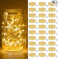 btfarm 30 Pack Fairy Lights Battery Operated [3 Modes], 7ft 20 Led Twinkle Lights String Lights Waterproof Bulk Small Mini Silver Wire for Christmas Mason Jars Wedding Table Centerpiece, Warm White