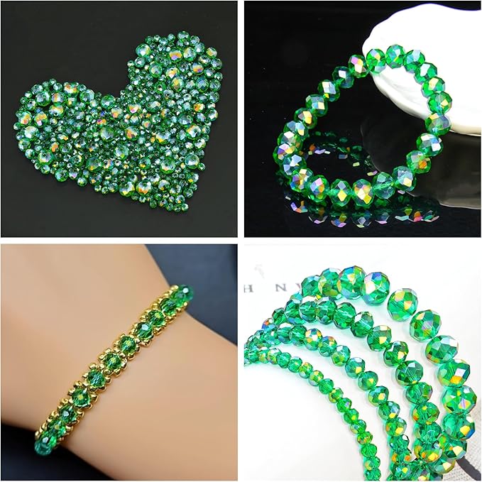 460Pcs 8mm Crystal Glass Beads for Jewelry Making Beads for Bracelets Necklace Pendants Making Supplies(Malachite Green)