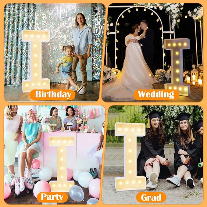 4ft Marquee for Letters I, Large Light up Letters, Multifunctional Large Marquee for Letters 4 Feet Tall for Party Decorations, Letter Balloons, Wedding Decor, Proposal Decorations (Letters I)