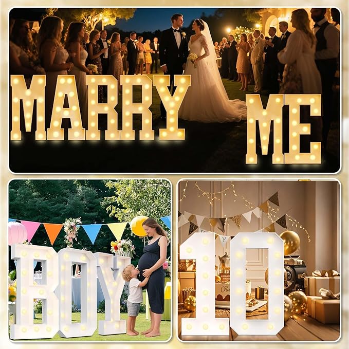 Ledido Marquee Letters 4FT Light Up Letter Marquee Lights Sign, 4 Feet Tall Large Light Up Signs Alphabet Letters Party Lights Decoration for Birthday Graduation Baby Shower Wedding Letter M