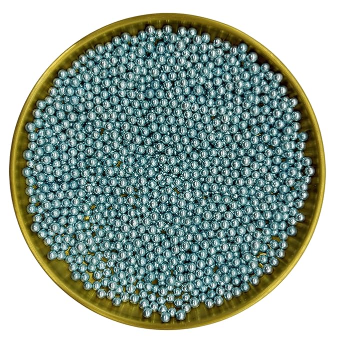 Edible Silver BluePearl Sugar Sprinkles Candy 4mm Mini Pearls Cake Decorations Cupcake Toppers Cookie Decorating Perfect for Wedding Party Valentine Halloween Christmas Supplies 3OZ