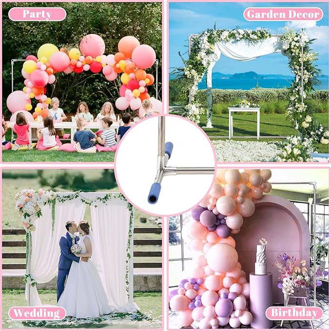 Arch Backdrop Stand,7x5 FT Metal Wedding Square Backdrop Stand for Ceremony Square Stainless Steel Backdrop Stand for Parties,Wedding,Birthday,Anniversary,Baby Shower,Garden Decoratip