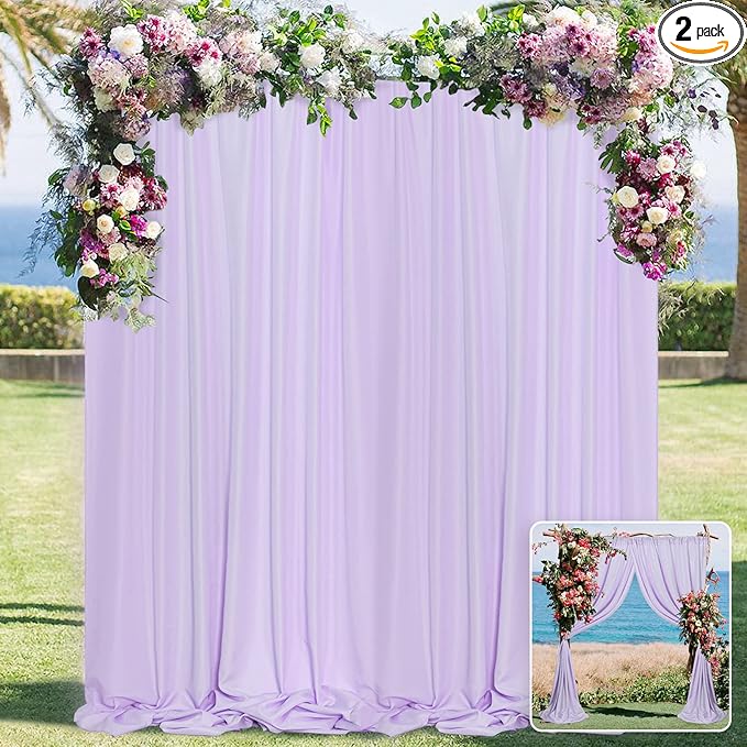 MYSKY HOME 10ft x 8ft Light Purple Curtains - Wedding & Stage Drapes with Rod Pocket, 5ft x 8ft, 2 Panels