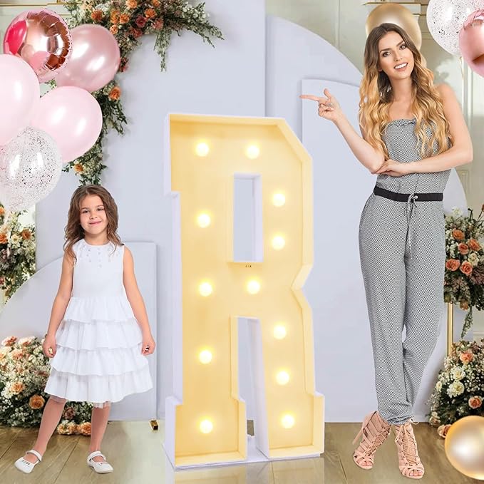 4ft Marquee for Letters R, Large Light up Letters 4ft, Multifunctional Large Marquee for Letters 4 Feet Tall for Party Decorations, Letter Balloons, Wedding Decor, Proposal Decorations (Letters R)
