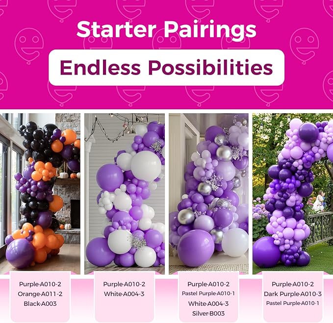 Bezente Purple Giant Balloons 36 Inch - 8 Pack Jumbo Purple Balloons Large Round Black Latex Balloons for Birthday Graduation Bridal Shower Wedding Halloween Party Decoration