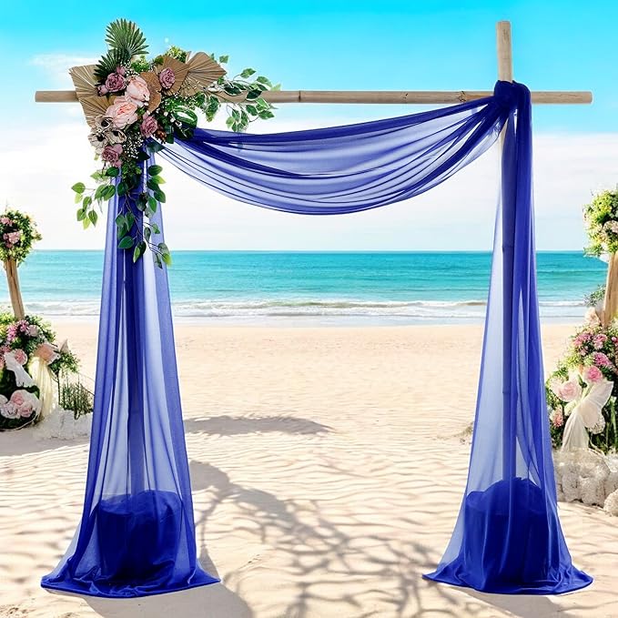 MDS Halloween Chiffon Draping Fabric - 1 Panel, 30" Wide x 100ft Long - Sheer Spooky Arbor & Canopy Drapery for Haunted House Backdrops, Party Ceilings, DIY Costumes & Themed Events - Royal Blue