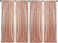 Rose Gold Sequin Backdrop Curtains 4 Panels 2FTx8FT Glitter Rose Gold Photo Backdrop Party Wedding Baby Shower Curtain Sparkle Photography Background
