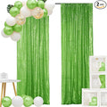Hahuho Light Green Sequin Backdrop Curtain, 2PCS 2FTx8FT Glitter Backdrop Curtain for Parties, Christmas, Wedding, Banquet Decoration（2 Panels, 2FT x 8FT, Light Green）
