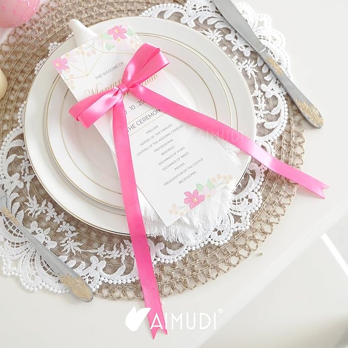 AIMUDI Hot Pink Bows 5 × 10" Satin Bows for Gift Wrapping Twist Tie Bows Premade Ribbon Bows for Bouquets Invitations Baskets Crafts Wreaths Wedding Birthday Baby Shower Party Decorations, 36 PCs