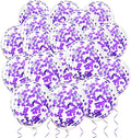 Purple Confetti Balloons, 25 Pcs Thickened 12 Inch Clear Latex Balloon with Confetti Inside for Graduation Engagement Bridal Shower Party Baby Shower Birthday Party Decorations Supplies
