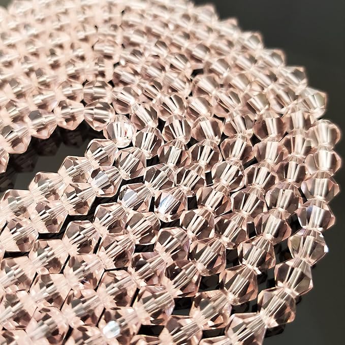6mm Bicone 450Pcs Pink Crystal Glass Beads Faceted Bicone Shape Crystal Glass Spacer Beads for Bracelet Necklace Decorative Hand Jewelry Making (Pink, 6MM)