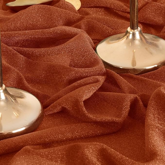 MLMW Fall Wedding Arch Draping Fabric 2 Panels 29" x 20Ft Burnt Orange Terracotta Sheer Wedding Arch Backdrop Drapes Outdoor Curtain for Thanksgiving Ceremony Party Background Ceiling Decor