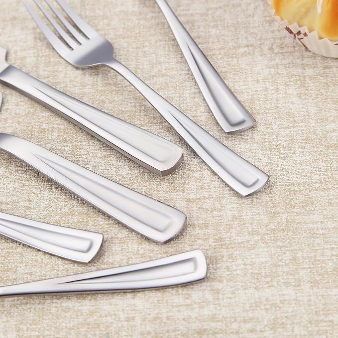GoGeiLi Cake Knife and Server Set with 4 Salad Forks, Heavy-Duty 18/0 Stainless Steel Cake Cutting Set for Wedding Birthday Parties Anniversary, Dishwasher Safe
