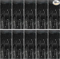 Tinsel Curtain Backdrop Black Birthday Party Decorations 10 Packs Glitter Foil Fringe Curtain Party Decor Streamers Photo Booth for Birthday Christmas Wedding Halloween Graduation Decorations
