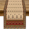 Boho Paisley Table Runner, Vintage Western Brown Dark Red Beige Flowers Leaves Print Table Runner for Kitchen Dining Table Wedding Holiday Party Decor, 13x108inch