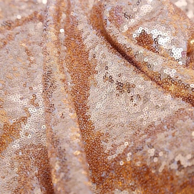 2 Panels Rose Gold Sequin Backdrop Curtain 4FTx8FT Glitter Sequence Drapes for Wedding Party Photography Background Décor