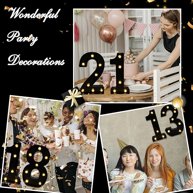 LED Marquee Numbers, 8.58 Inch Led Light Up Numbers for Party, Small Light Up Letters, Battery Powered Lighted Number for Table, Birthday, Night Light, Christmas or Home Decor (Black, Number 2)