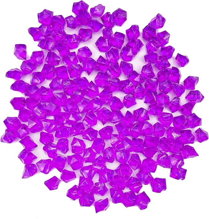 150PCS Fake Ice, Fake Crushed Ice Cubes 16 x 22 mm Artificial Acrylic Crystal Diamonds for Vase Fillers,Table Scatter, Wedding Decoration, Photography Props, DIY Crafts Rose red