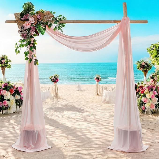 MDS Halloween Chiffon Draping Fabric - 2 Panel, 30" Wide x 50ft Long - Sheer Spooky Arbor & Canopy Drapery for Haunted House Backdrops, Party Ceilings, DIY Costumes & Themed Events - Dusty Rose