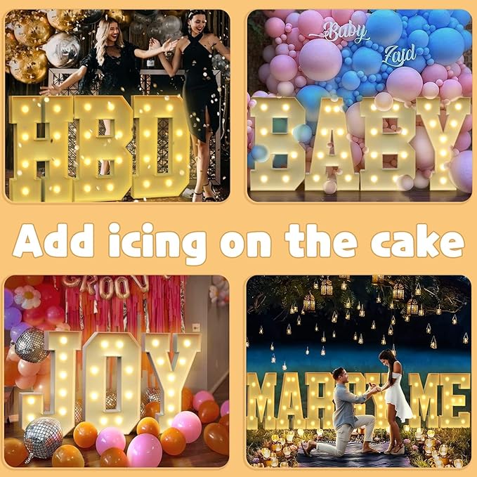 imprsv Marquee Letter B, 3FT Block Craft Kit for Party Decorations, Large Light Up Letters for Wedding, Baby Shower, Engagement Party Decorations
