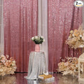 Poise3EHome 2Pcs 3Ft x 8Ft Fuchsia Pink Sequin Backdrop Curtain, Glitter Photography Background, Sequence Xmas Thanksgiving Backdrop for Wedding Party Holiday Festival Decor