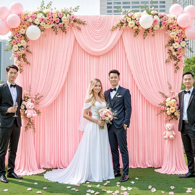 40ft x 12ft Blush Pink Backdrop Curtains Wrinkle Free Backdrop Curtain for Wedding Parties Pink Fabric Backdrops Drapes Back Drop Cloth Bridal Shower Stage Curtains Wedding Decorations for Reception