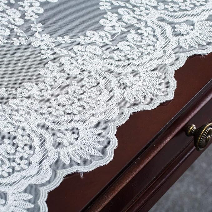 ARTABLE Rectangle Table Runner Lace Macrame Embroidered Table Runners with Exquisite Vintage Shabby Chic for Holiday Wedding Long Dinner Tables (White, 12 x 120 Inch)