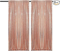 Rose Gold Curtain Backdrop 4FTx8FT 2 Panels Rose Gold Sequin Curtains for Backdrop Decoration Glitter Photo Background for Wedding Baby Shower Parties