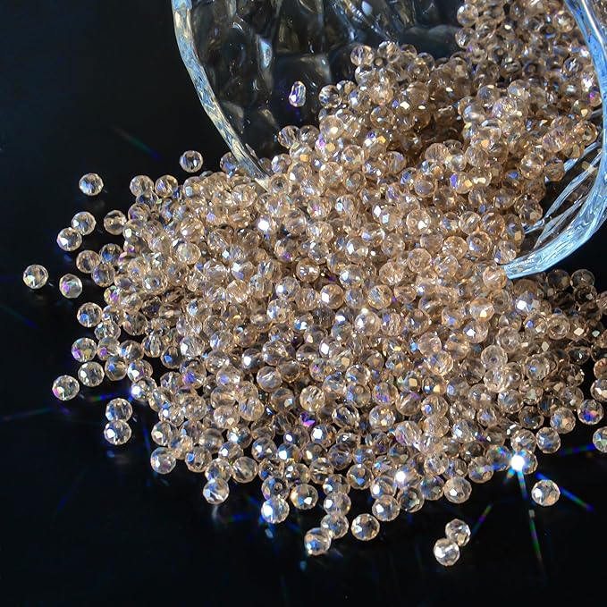 1200Pcs 4mm 4 for Jewelry Making Beads for Bracelets Necklace Pendants Making Supplies(Silver Champagne)