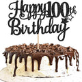 1 PCS Happy 100th Birthday Cake Topper Glitter Cheers to 100 Years Cake Pick 100 Fabulous Cake Decoration for 100th Birthday Party Decorations Supplies Black