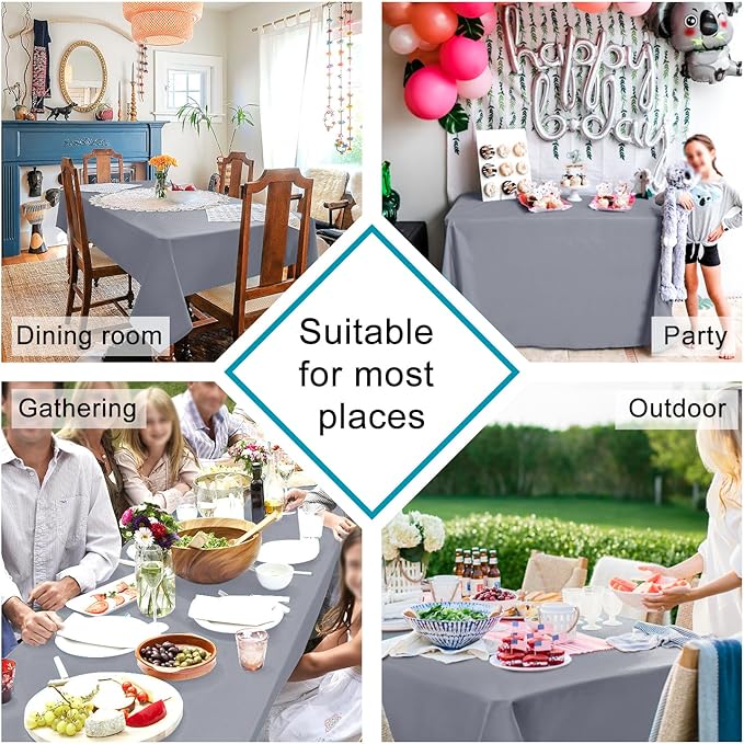 Hiasan Light Gray Rectangle Tablecloth - Waterproof Spillproof and Wrinkle Resistant Washable Polyester Table Cloth for Dining Party, 54 x 108 inch
