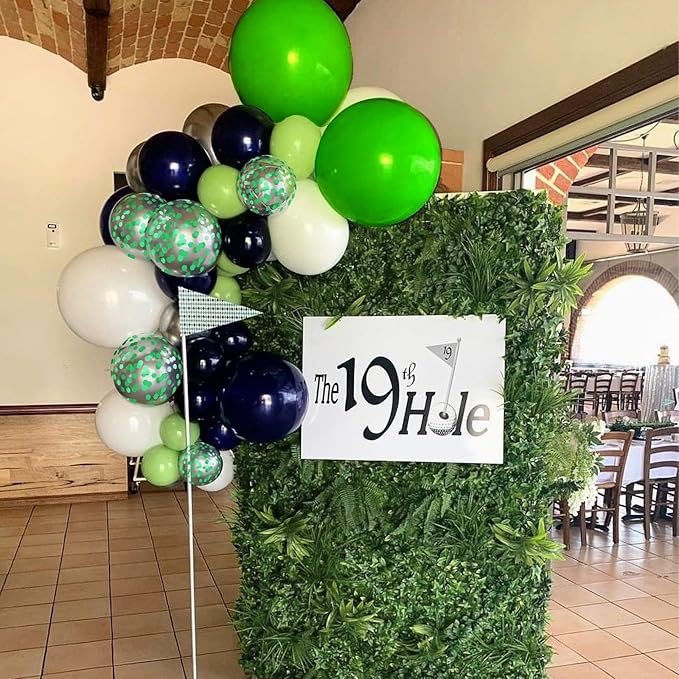 Navy Blue Green Balloons, 12 Inchs White Dark Green Confetti Balloons for Boys Kids Dinosaur Birthday Safari Jungle Theme Golf Party Baby Shower Wedding Grauation Decorations