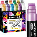 12 Metallic Colors Jumbo Markers, 15mm Jumbo Felt Tip, Acrylic Paint Markers for Rock Painting, Poster, Stone, Ceramic, Glass, Wood, Canvas
