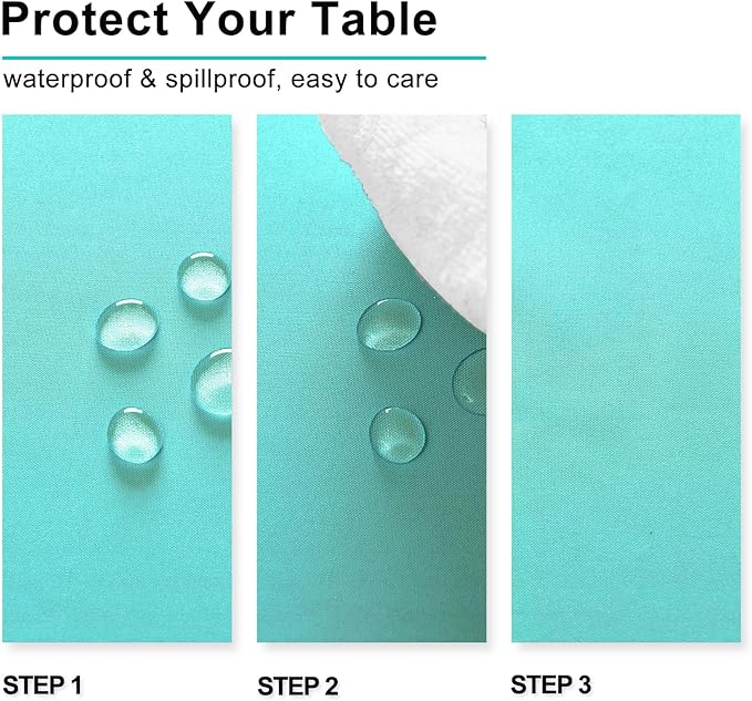 Hiasan Light Blue Tablecloth for Square Tables - Waterproof and Spillproof Washable Fabric Small Table Cloth for Dining Room Kitchen Party, 40 x 40 Inch