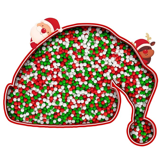 Christmas Nonpareils Sprinkles for Cake Decorating,130g White Red and Green Mini Pearls Mix,Edible Sugar Holiday sprinkle for Cupcake Toppers, Cookie, Ice Cream Decorations Christmas Party Supplies