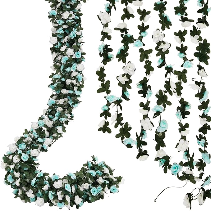 12 Pcs 99 Ft Flower Garland Rose Vines, Rose Garland for Decoration, Flower Vine for Room Table Birthday Wedding Party Garden Wall Decor