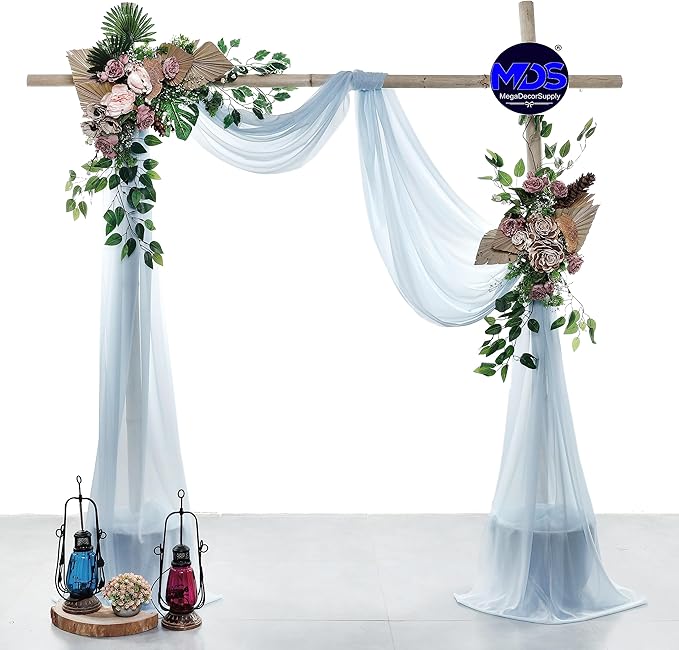 MDS Halloween Chiffon Draping Fabric - 2 Panel, 30" Wide x 75ft Long - Sheer Spooky Arbor & Canopy Drapery for Haunted House Backdrops, Party Ceilings, DIY Costumes & Themed Events - Baby Blue