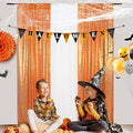 Juya Delight Orange Sequin Backdrop Curtain,2PCS 2FTx8ft Glitter Backdrop Curtain for Party,Birthday,Christmas Wedding Decoration,Orange