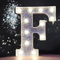 Pooqla Light Up Letters, LED Marquee Letters for Silver Birthday Decorations, Battery Powered Night Light Teenager Girl Room Decor, Gift for Girls Boys Wedding Bedroom Christmas Party Decor, Letter F