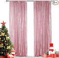 Hahuho Rose Pink Sequin Backdrop Curtain, 2PCS 2FTx8FT Glitter Backdrop Curtain for Parties, Christmas, Wedding, Banquet Decoration（2 Panels, 2FT x 8FT, Rose Pink）
