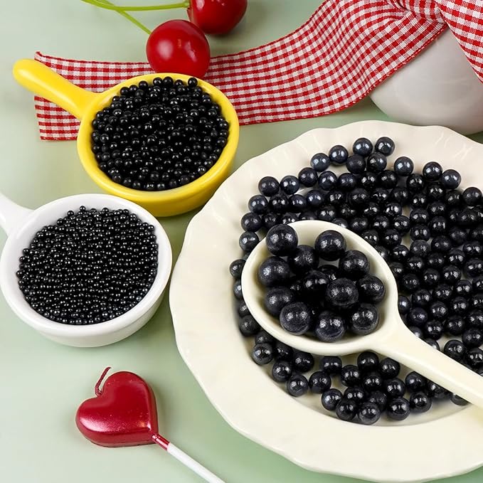 Dazzjoy Black Pearl Sprinkles for Cake Decorating, Food Grade, Edible Pearls for Cake Decorating, 150g/5.29oz, Cake Decoration & Cupcake Topper, Wedding Party Valentines Supplies