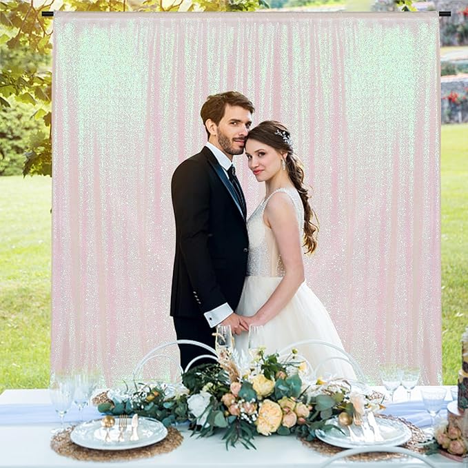 PartyDelight Sequin Backdrop Iridescent 6FTx6FT for Photography Curtain Special Events Party