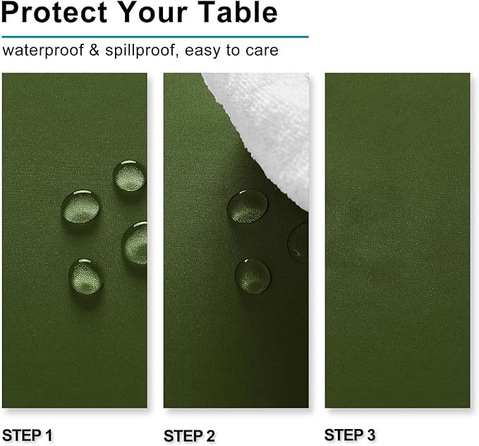 Hiasan Olive Green Tablecloth for Rectangle Tables - Waterproof and Spillproof Washable Fabric Table Cloth for Dining Room Kitchen Party, 60 x 102 Inch