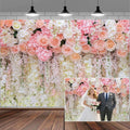 7x5ft Pink Rose Flower Wedding Photography Backdrop Spring Floral Photography Backdrop Valentine's Day Mother's Day Girl Birthday Baby Shower Wedding Bridal Party Banner Photo Booth Props Background